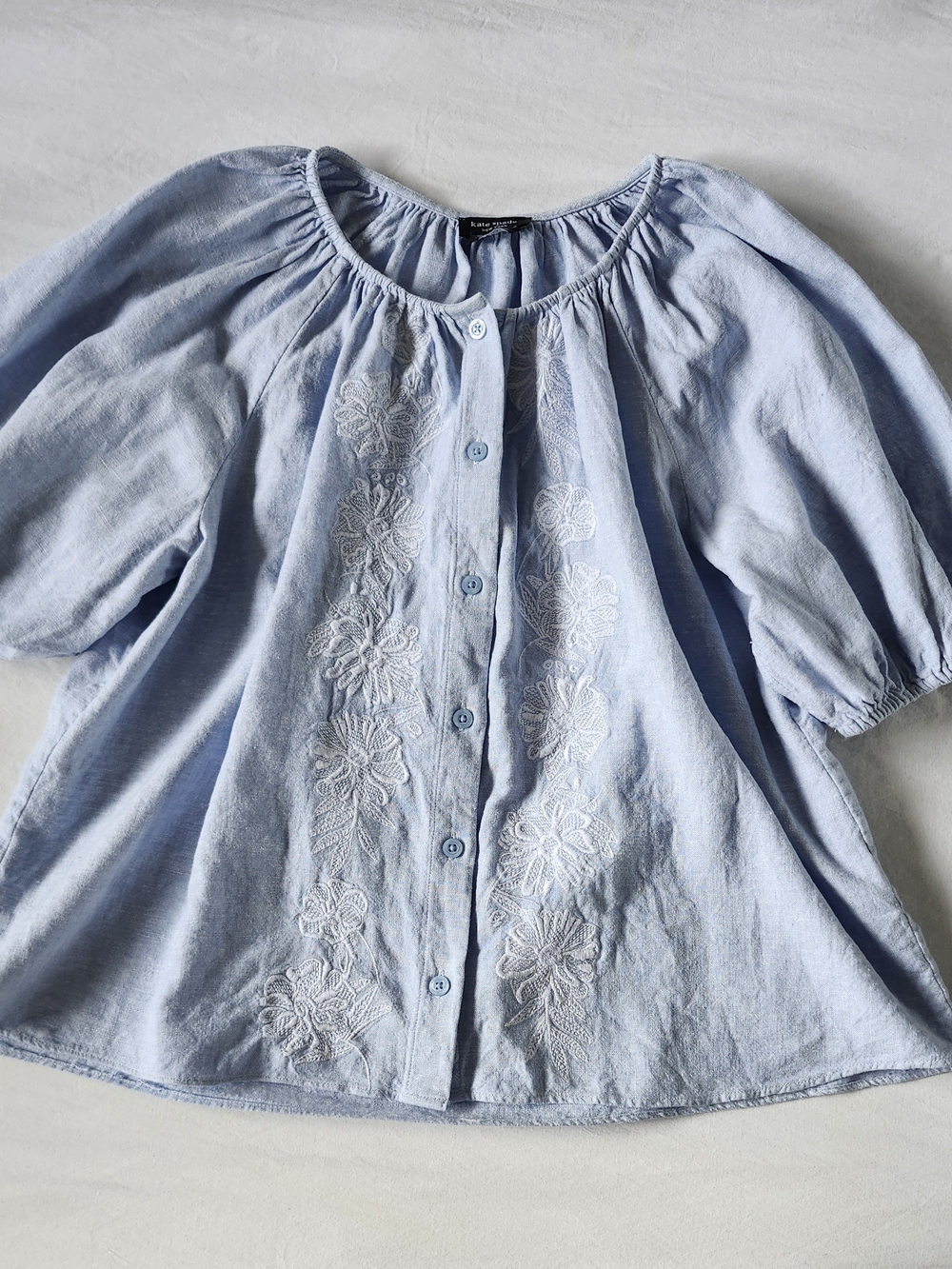 kate spade Light Blue Embroidered Button-Down Blouse